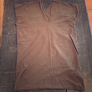 Army green double V neck top